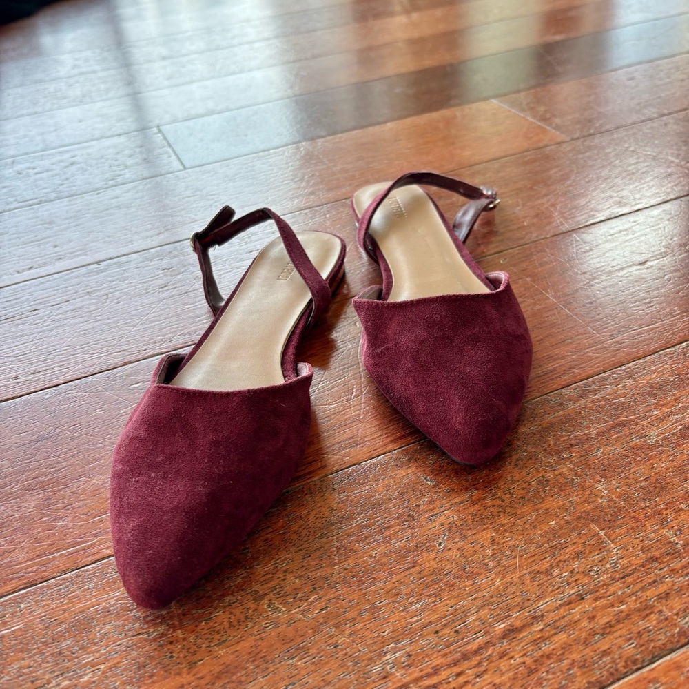 Burgundy Velvet Slingback Flats